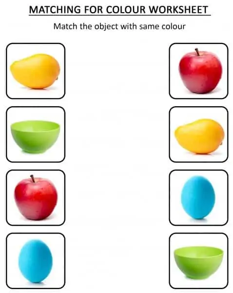 تدريبات الالوان ورك شيت - Matching Color Worksheet