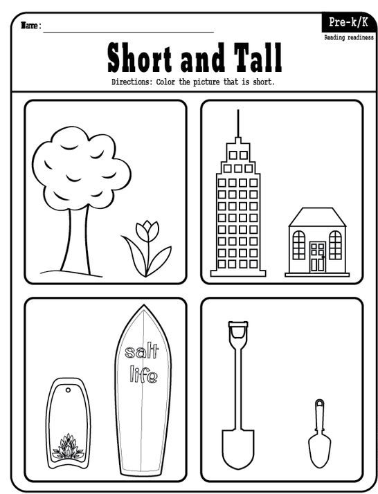 بري سكول شيت - Short & Tall Worksheet